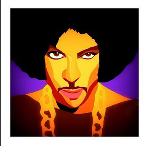Pintura com o rosto de Prince