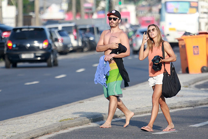 Cristiane Dias e Thiago Rodrigues estavam na praia da Barra da Tijuca, no Rio