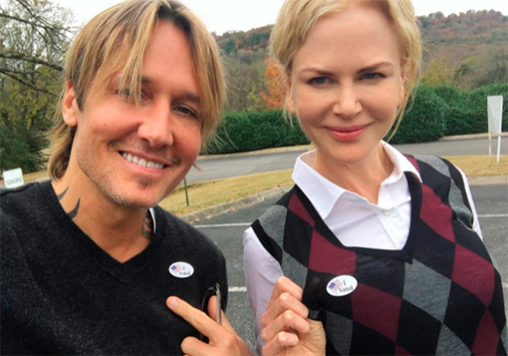Keith Urban e Nicole Kidman compartilharam com os seguidores o voto nos EUA 