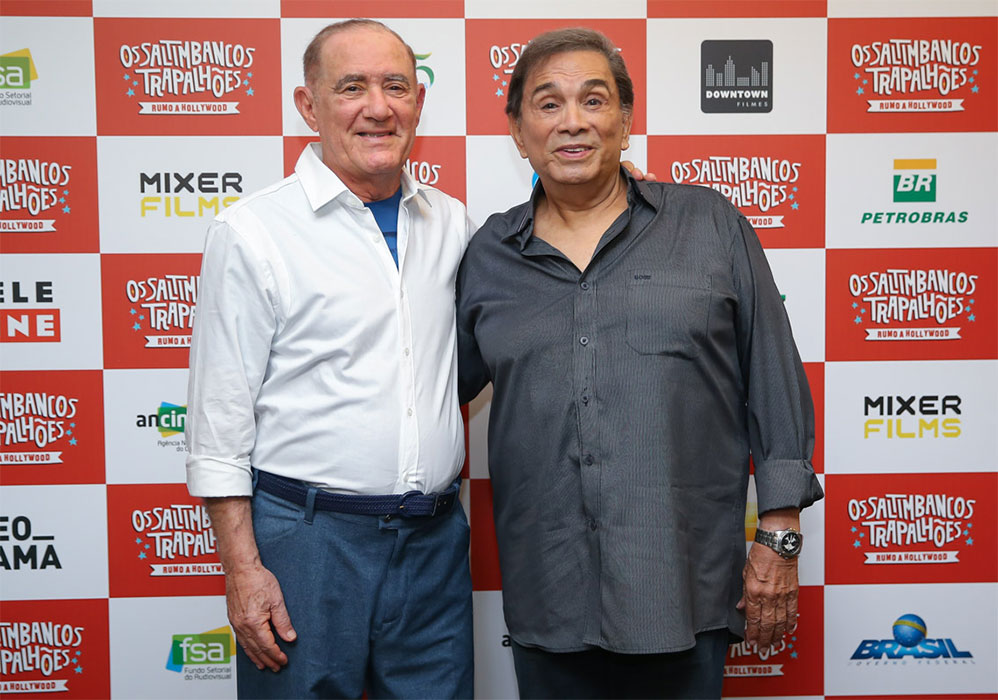 Renato Aragão e Dedé Santana se reuniram para conferir a pré-estreia do filme Os Saltimbancos Trapalhões - Rumo a Hollywood