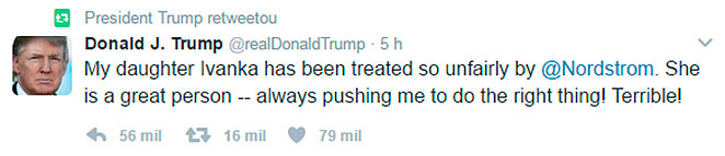 Donald Trump usa Twitter da presidência para defender filha
