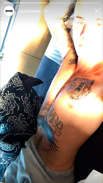 Justin Bieber exibe novas tatuagens em rede social
