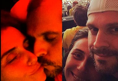 Giovanna Antonelli curte final da Copa com chamego e beijinho do maridão