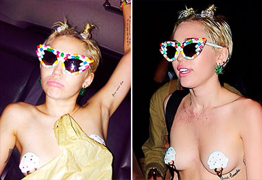 Miley Cyrus vai à festa de Nova York praticamente seminua - Reprodução/Instagram