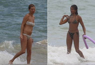 Naomi Campbell e Kate Moss relaxam sob o sol de Trancoso, na Bahia - Ag News