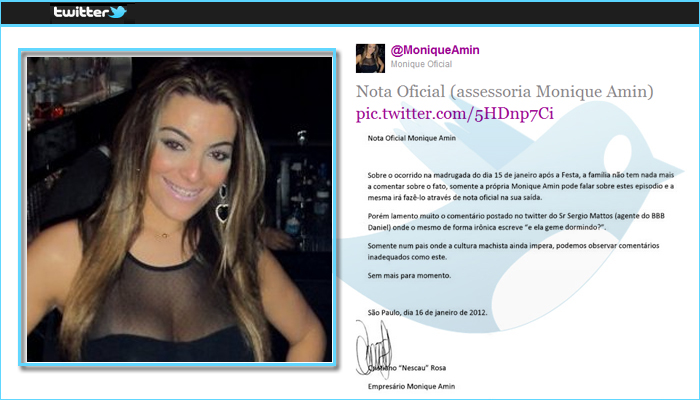 Família de Monique se revolta com comentário do agente de Daniel