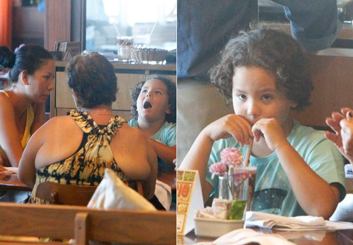 Filho de Ronaldo passeia com a mãe pelo shopping