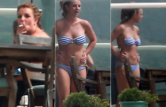 Britney Spears fuma vários cigarros enquanto toma sol na casa de uma amiga