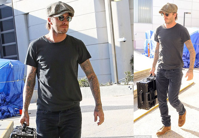 Todo estiloso, David Beckham volta a Los Angeles