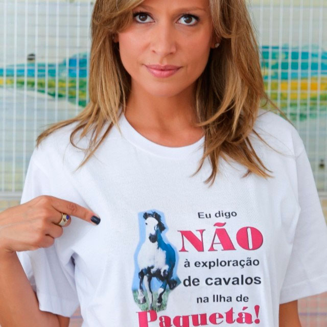 Luisa Mell faz campanha contra a exploração de cavalos na Ilha de Paquetá