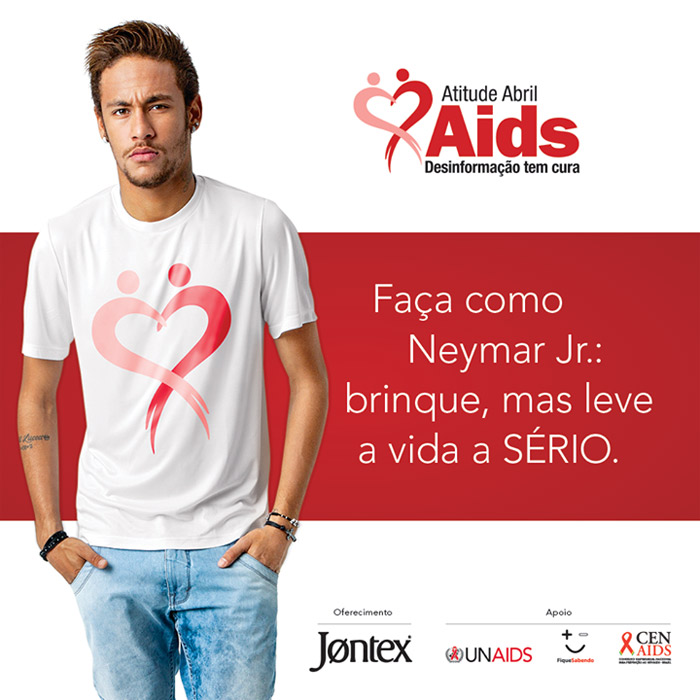 Neymar posa para campanha contra a AIDS