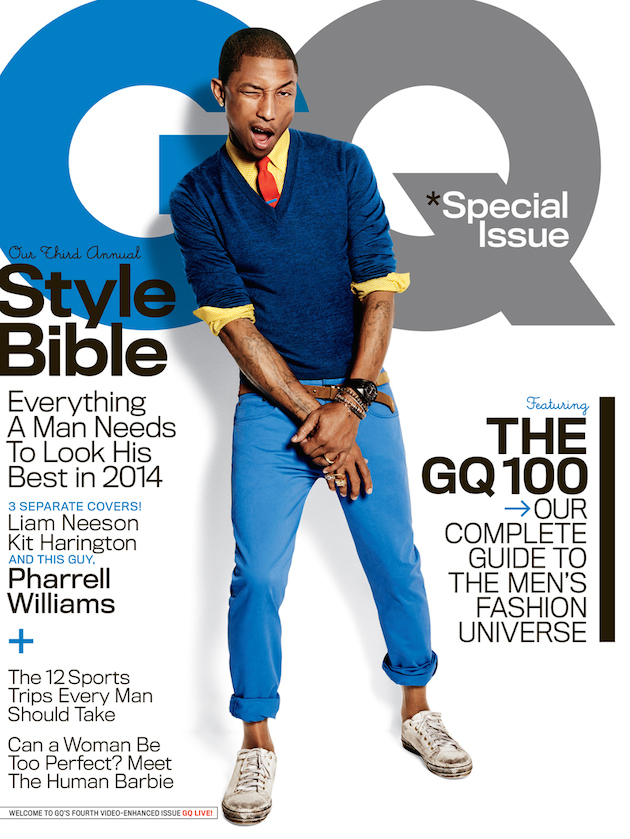 Pharrell Williams estampa capa de revista de uma das principais revistas masculinas
