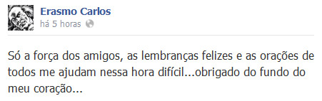 Erasmo Carlos fala sobre a morte do filho: ‘lembranças felizes e as orações...’