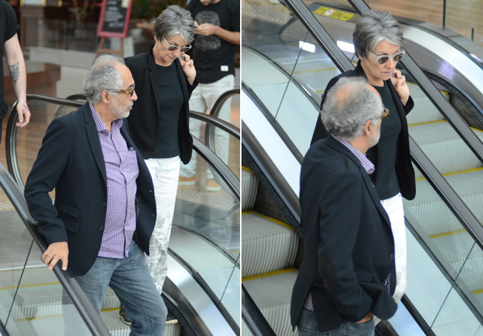Cássia Kiss Magro passeia com o marido em shopping no Rio
