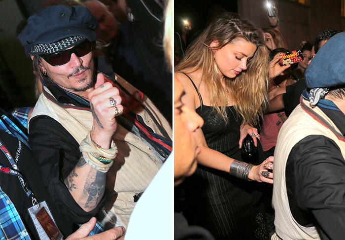 Johnny Depp e mulher deixam hotel e vão para o Rock in Rio
