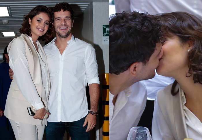 Daniel de Oliveira e Sophie Charlotte se beijam no cruzeiro