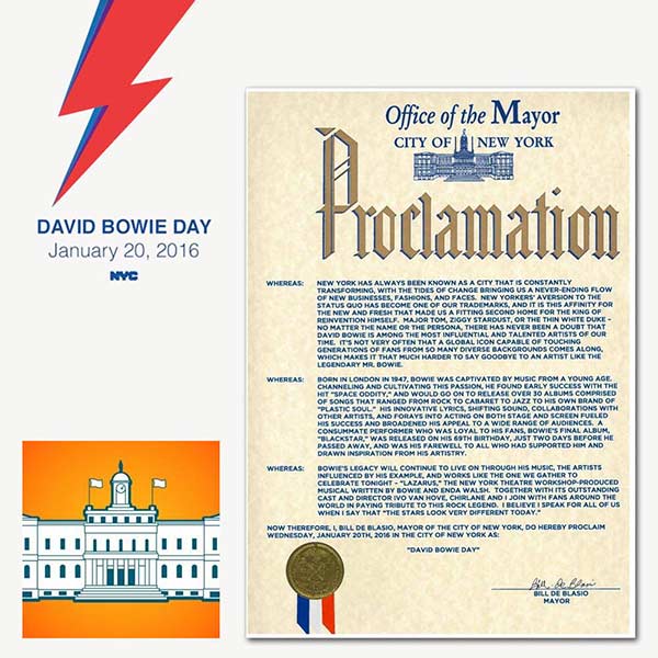 Prefeito de Nova York cria Dia David Bowie
