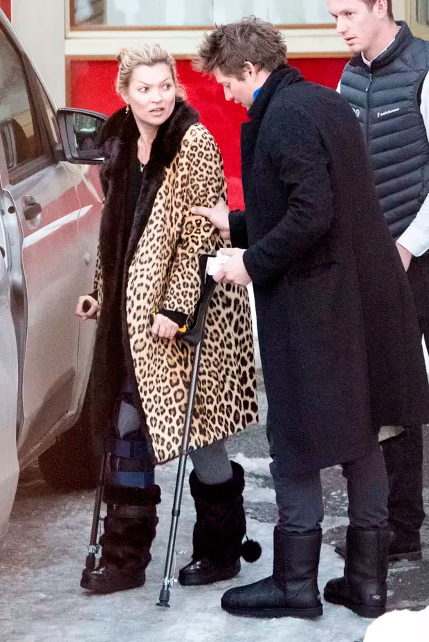 Divulgadas as fotos do acidente de Kate Moss na neve. Veja!