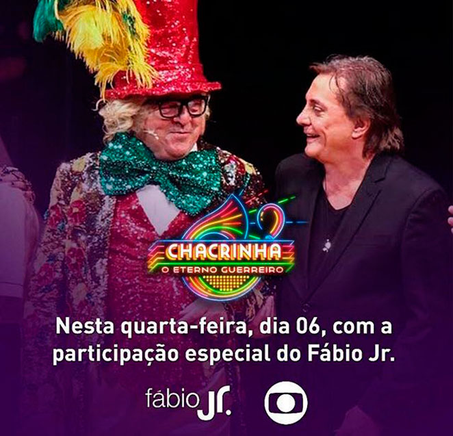 Fábio Junior homenageia Chacrinha em especial da Globo