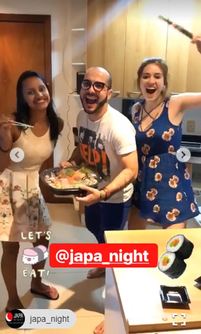 Gleici, Ana Clara e Mahmoud se reúnem para curtir 'noite japonesa'