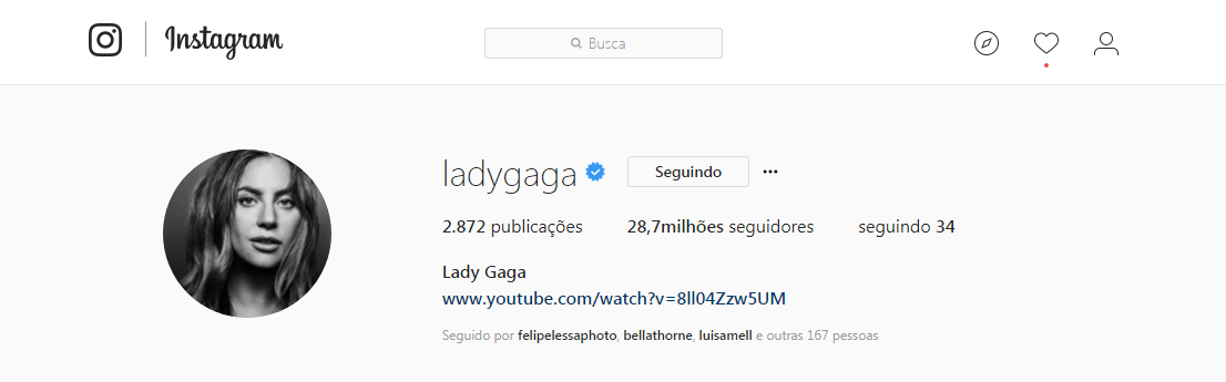 Número de seguidores de Lady Gaga