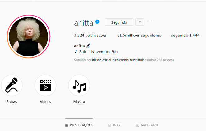 Anitta troca foto do perfil do Instagram por clique de modelo