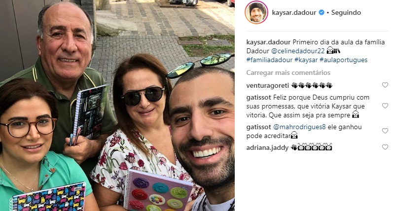 Família de Kaysar frequentando as aulas de português