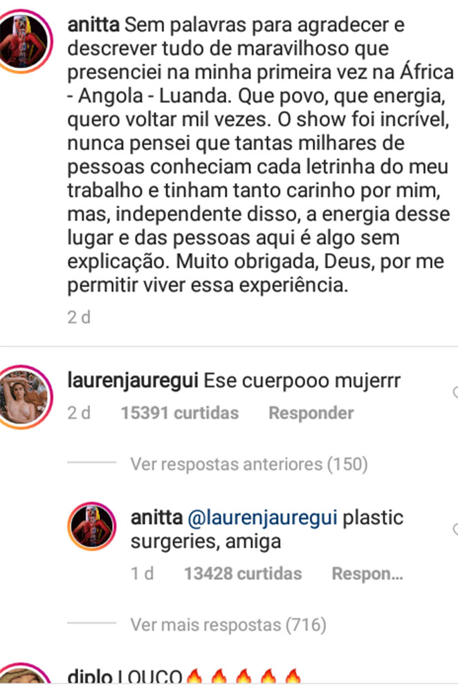 Lauren Jauregui elogia Anitta e resposta chama atenção