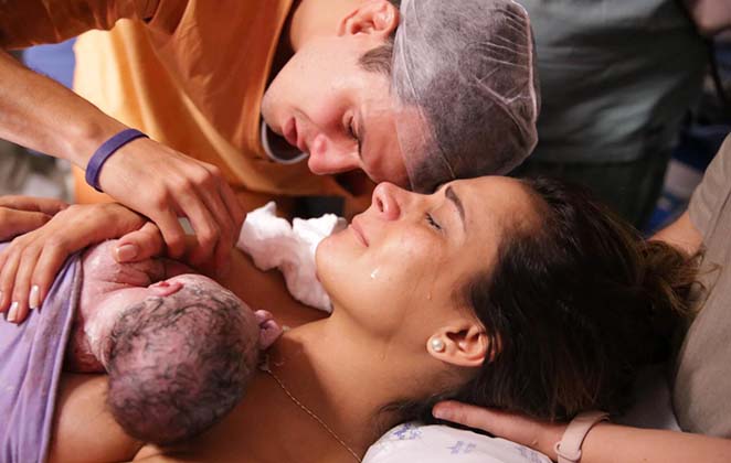 Lucilene realizou o parto humanizado para receber o segundo filho