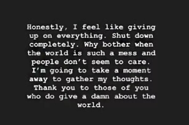 Publicação feita por Lewis Hamilton em seu Instagram Stories.