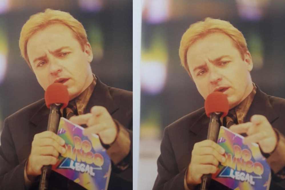 Gugu Liberato no comando do Domingo Legal, no SBT