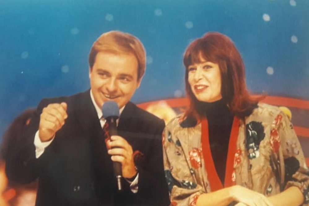 Gugu Liberato e Silvio Santos durante edição do Troféu Imprensa