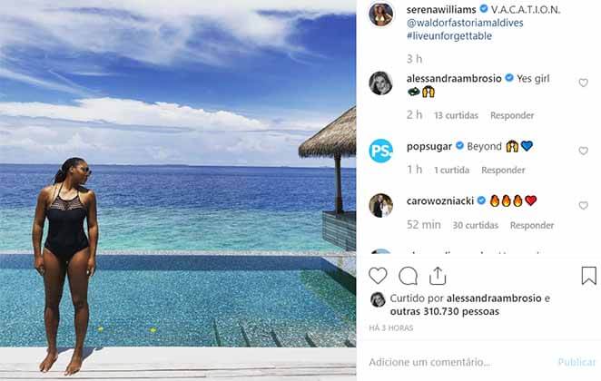 Serena Williams em resort nas Maldivas