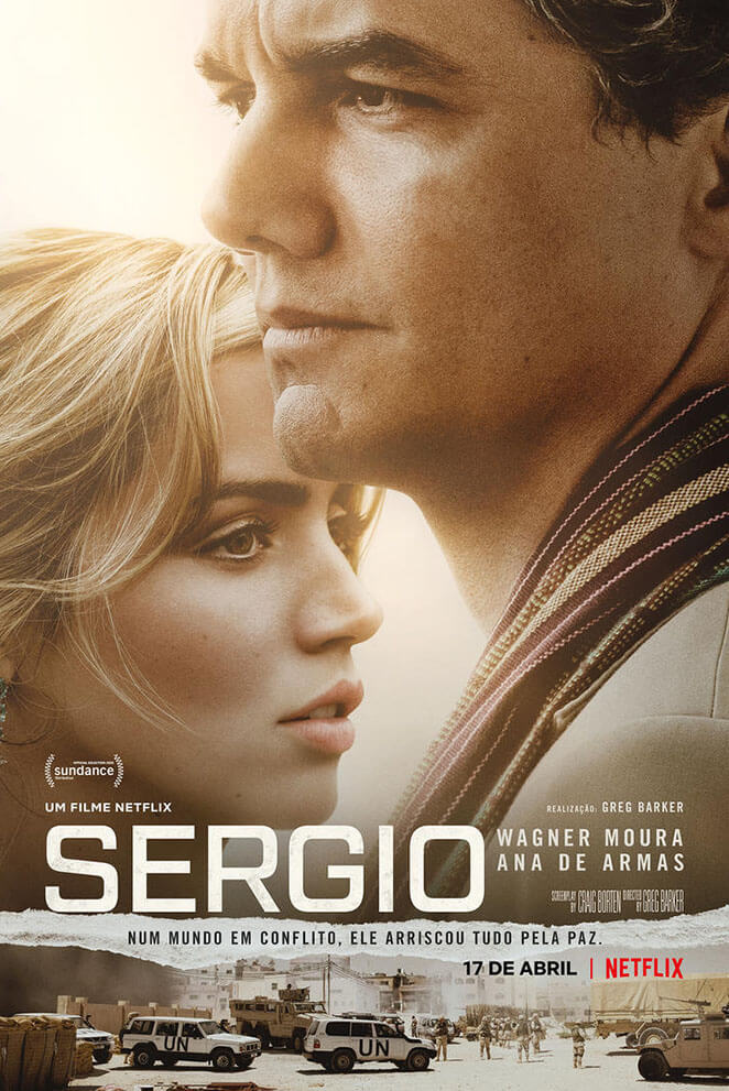 Pôster oficial de Sergio, filme da Netflix com Wagner Moura e Ana de Armas
