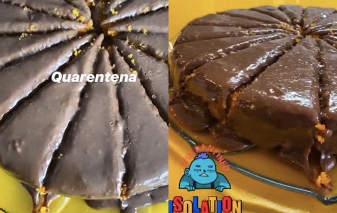 Gabriel Medina e Yasmin Brunet postam stories do mesmo bolo