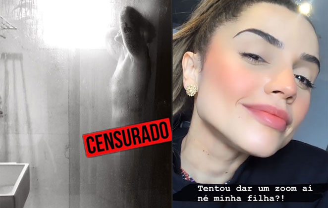 Paula Amorim compartilha clique do namorado, Breno Simões, durante banho