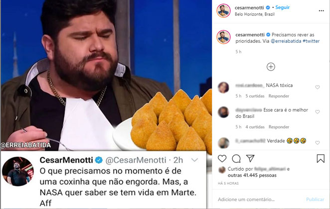 O sertanejo Cesar Menotti faz mais um de suas brincadeiras no Instagram
