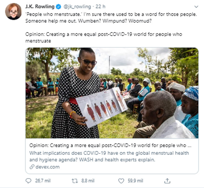 Autora de Harry Potter, J.K. Rowling se manifestou a respeito de um artigo e foi acusada de transfobia