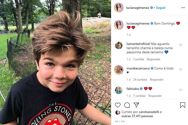 Luciana Gimenez compartilha linda foto do filho Lorenzo, de nove anos.