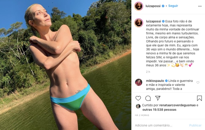 Luiza Possi posa de topless em clique de aniversário