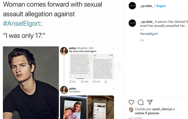 Ansel Elgort dá sua versão sobre as acusações de assédio sexual