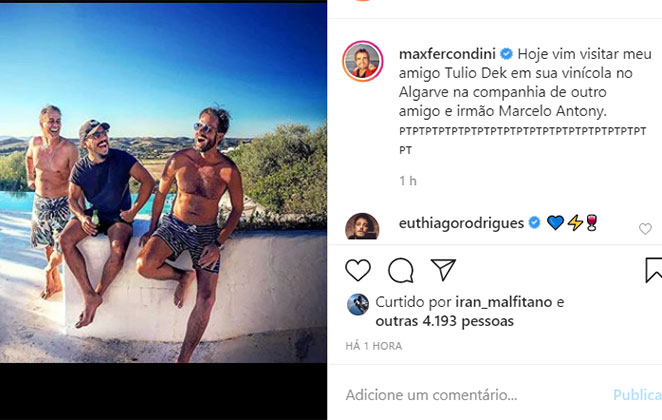 Max Fercondini mostra encontro com amigos famosos em Portugal