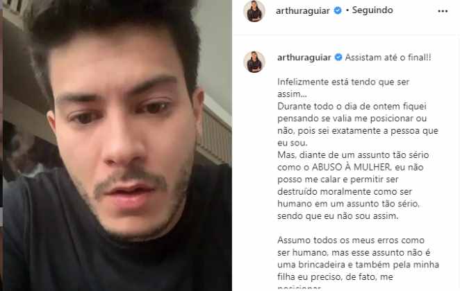 Postagem do ator nas redes sociais