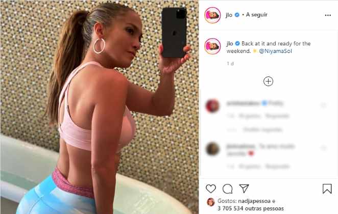 Jennifer Lopez compartilhou imagem nas redes sociais