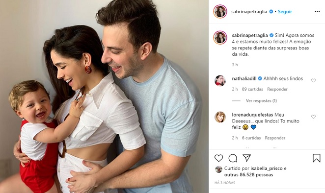 Sabrina Petraglia anuncia segunda gravidez nas redes sociais
