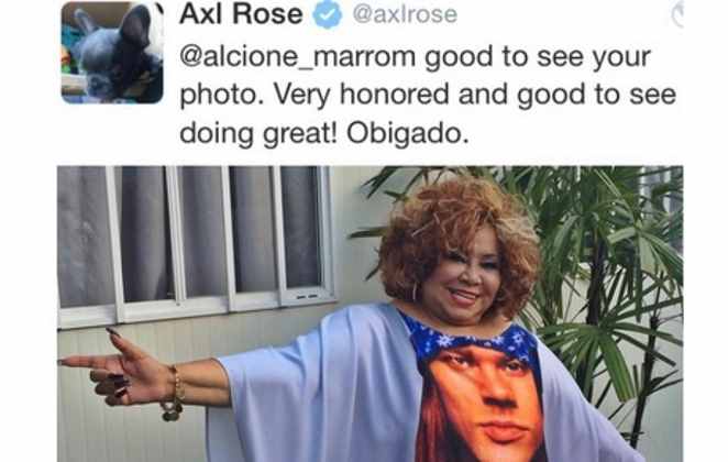 Amizade de Alcione com Axl Rose é forte