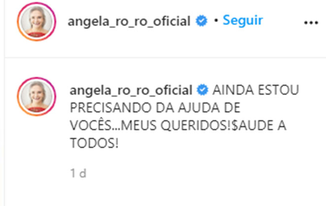 Cantora pediu ajuda financeira novamente @angela_ro_ro_oficial