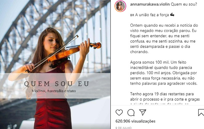 A violinista é ex-aluna do projeto Guri 
