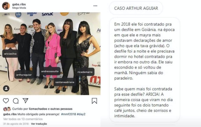 Arícia Silva e Arthur Aguiar participaram de um evento juntos em 2018