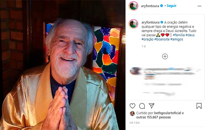Ary Fontoura comentou no Instagram sobre o poder e a importância da oração
